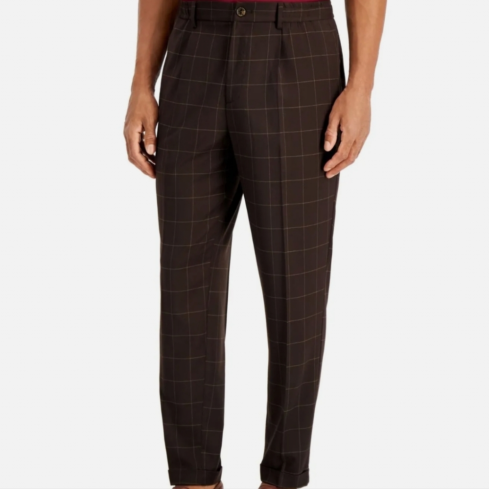 Tasso Elba stretch dress plaid pants
